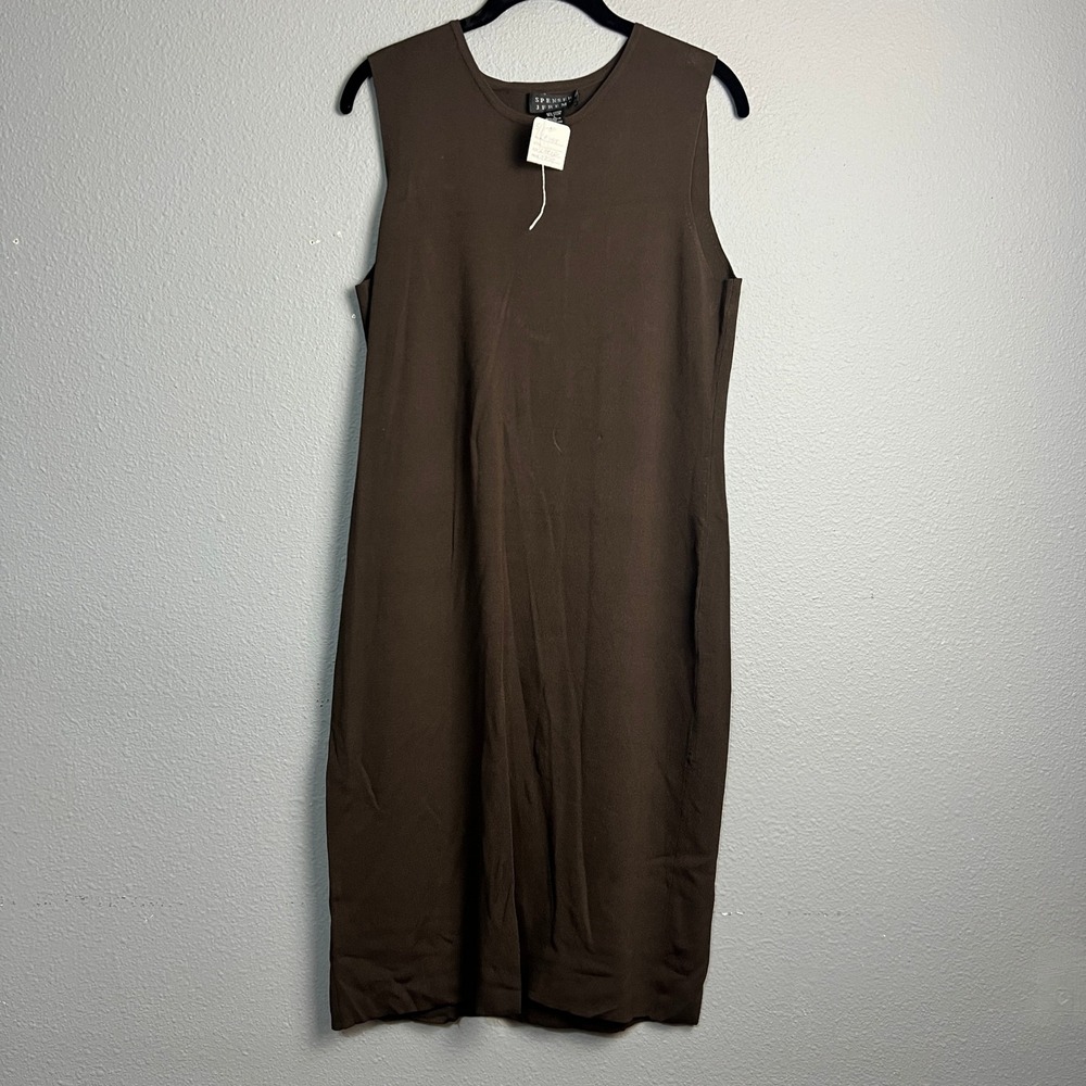 Spenser Jeremy Brown Sleeveless Knit Dress Casual Career Viscose Blend Midi Sz L